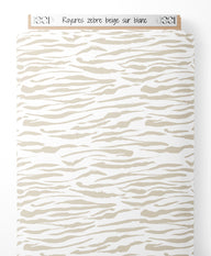 Tissu - Rayures zèbre beige sur blanc
