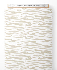 Tissu - Rayures zèbre beige sur blanc