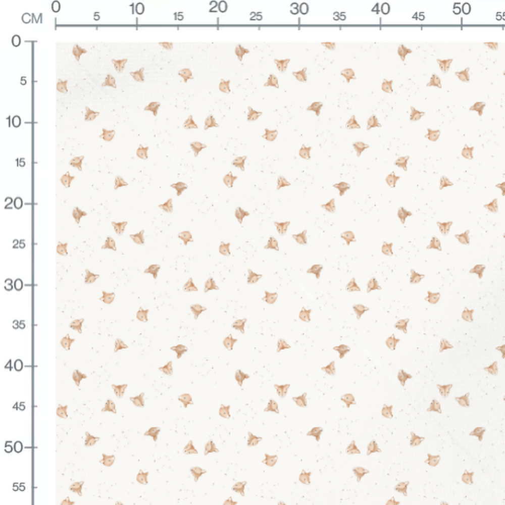 Tissu - Faons beige sur fond blanc