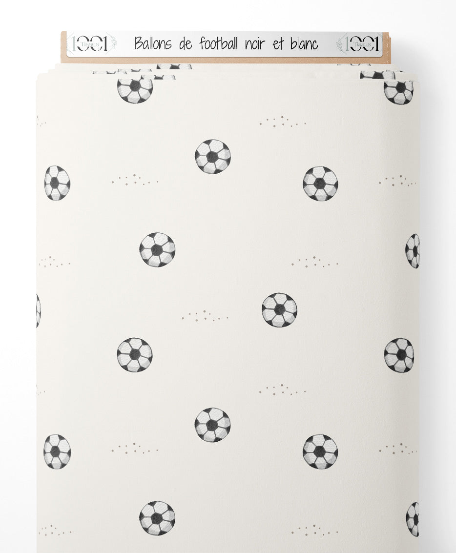 Tissu - Ballons de football noir et blanc