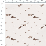 Tissu - Oies brunes sur fond beige