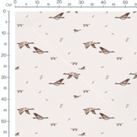 Tissu - Oies brunes sur fond beige