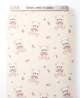 Tissu - Oursons crème et papillons