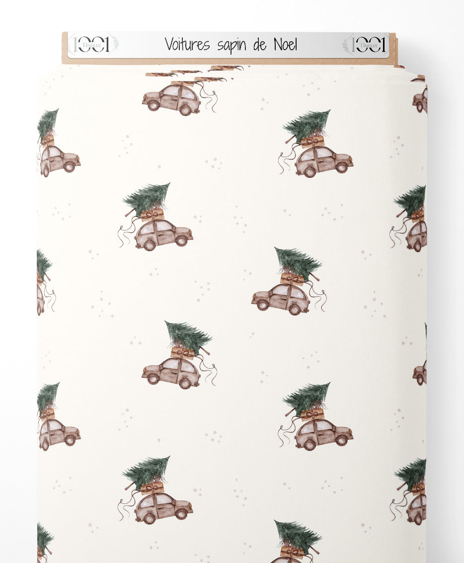 Tissu - Voitures sapin de Noël