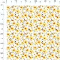 Tissu - Tournesols et papillons aquarelle