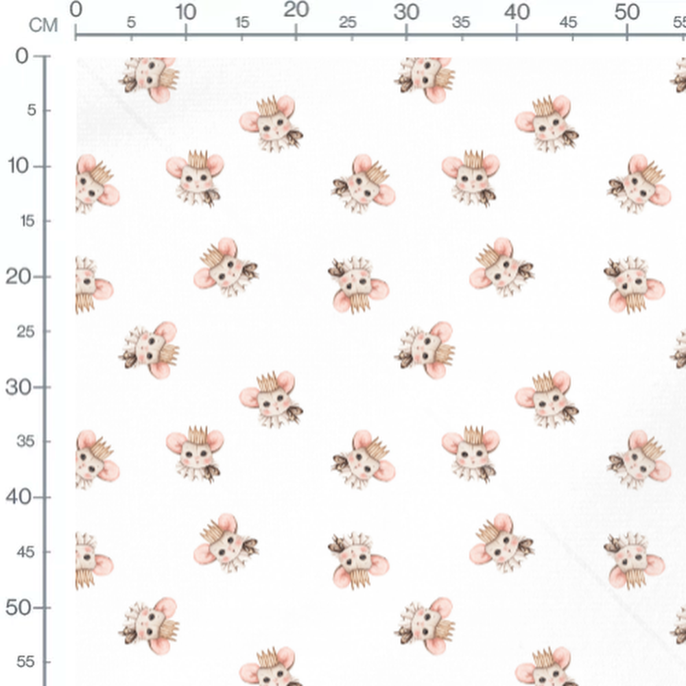 Tissu - Petites souris couronnées