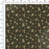 Tissu - Feuilles et glands sur vert