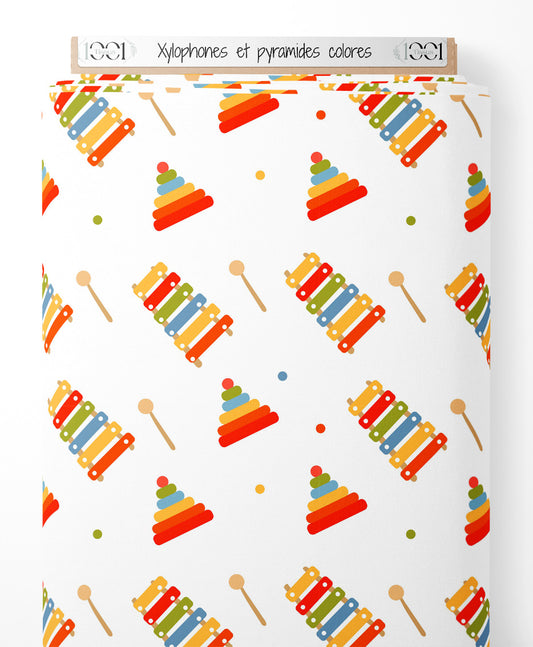 Tissu - Xylophones et pyramides colorés