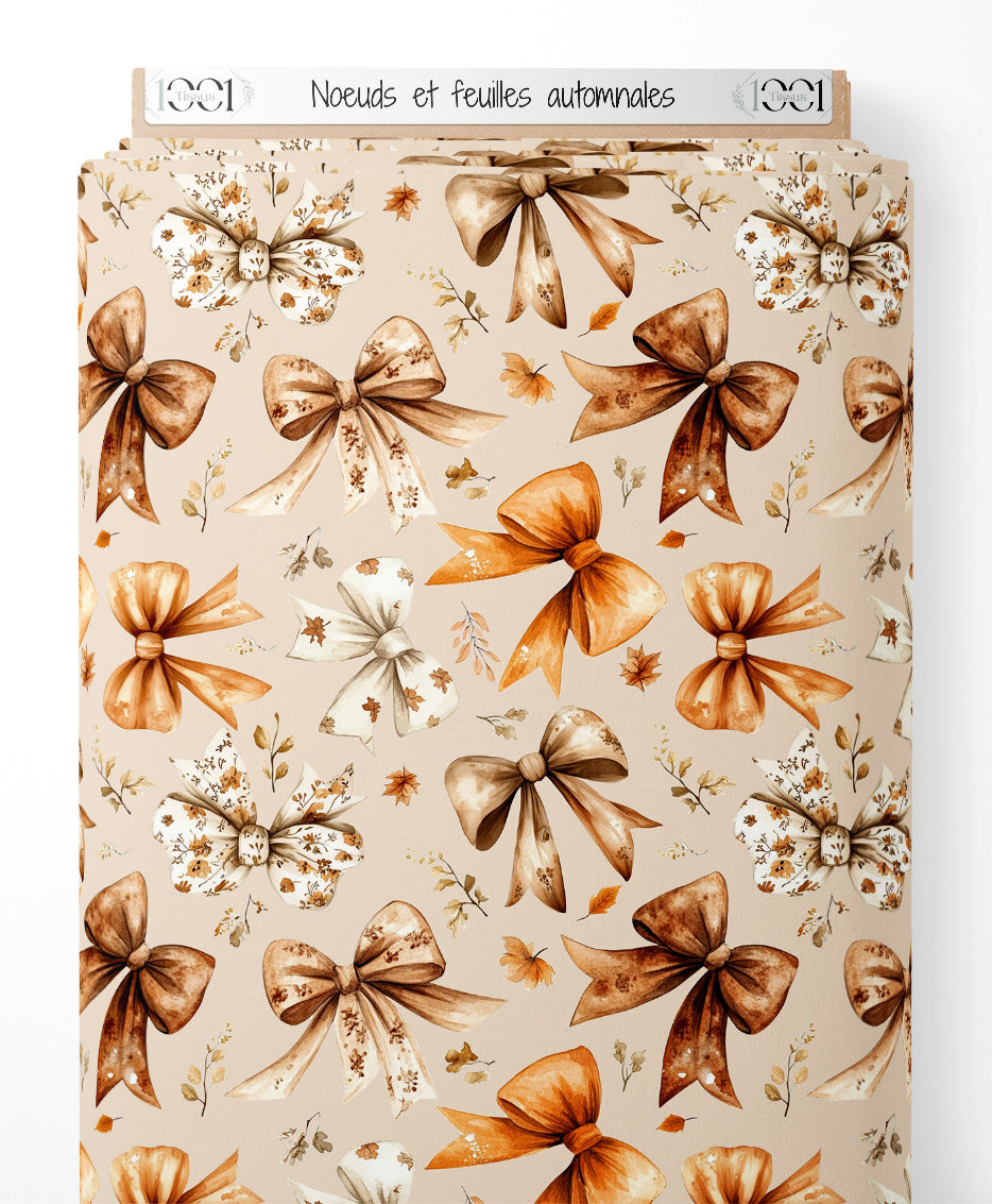 Tissu - Nœuds et feuilles automnales