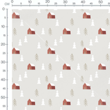 Tissu - Chalets et sapins enneigés