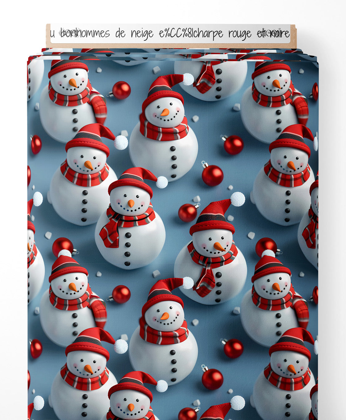 Tissu - bonhommes de neige écharpe rouge et noire 3D