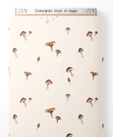 Tissu - Champignons bruns et rouges