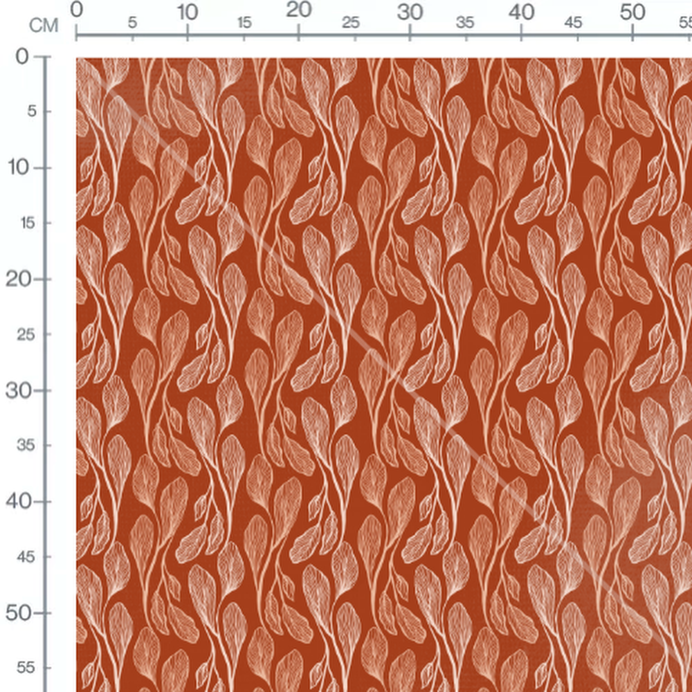 Tissu - Feuillages stylisés blancs
