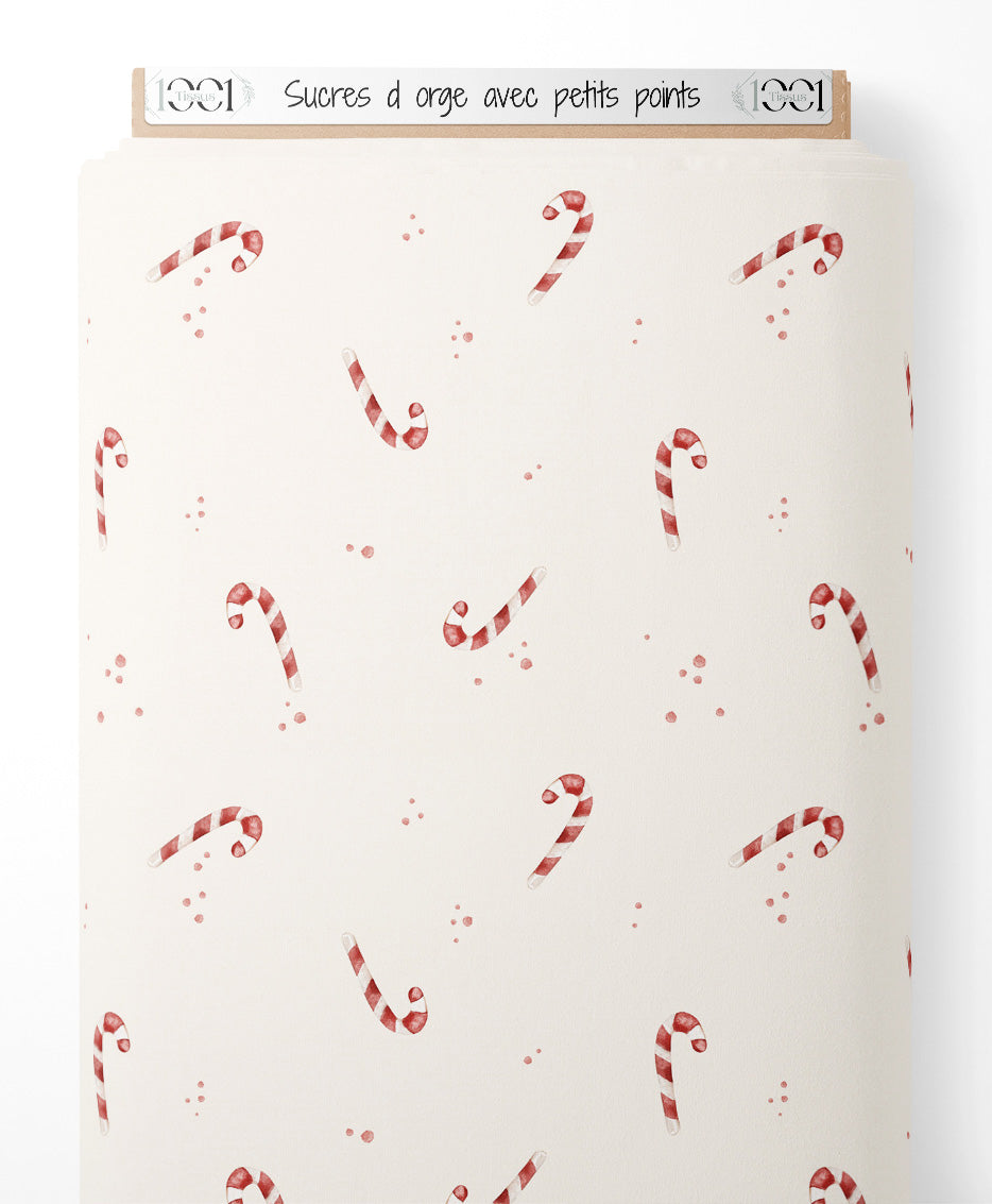 Tissu - Sucres d'orge avec petits points