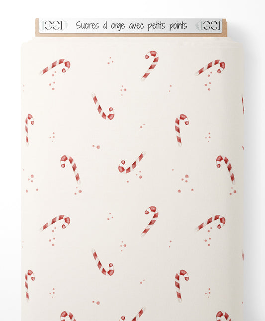 Tissu - Sucres d'orge avec petits points