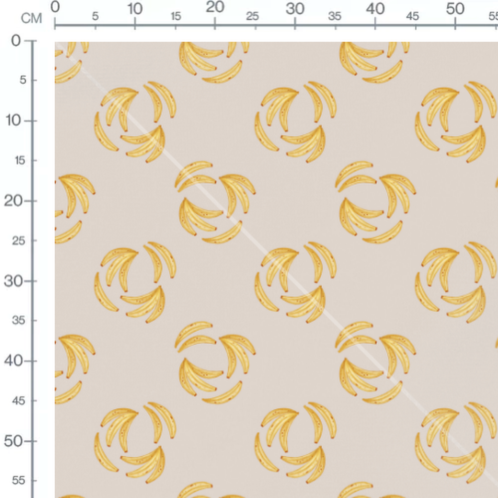 Tissu - Bananes jaunes sur beige