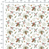 Tissu - Branches de houx et pommes de pin