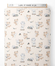 Tissu - Lapins et renards en jeu