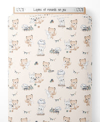 Tissu - Lapins et renards en jeu