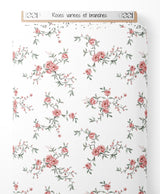 Tissu - Roses variées et branches