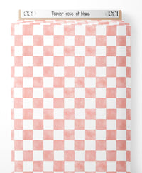 Tissu - Damier rose et blanc