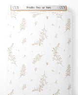 Tissu - Brindilles fines sur blanc