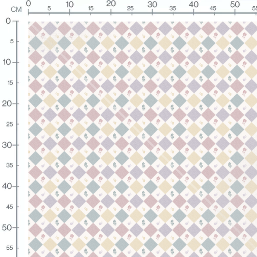 Tissu - Carreaux pastel et fleurs simples