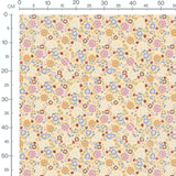 Tissu - Fleurs variées sur beige