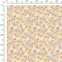 Tissu - Fleurs variées sur beige