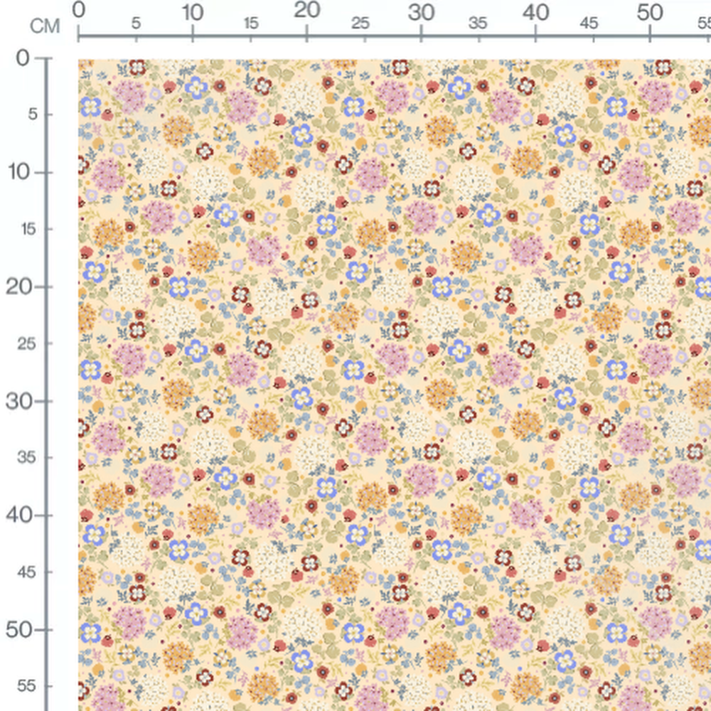 Tissu - Fleurs variées sur beige