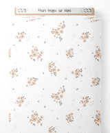 Tissu - Fleurs beiges sur blanc