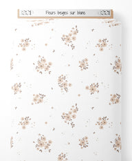 Tissu - Fleurs beiges sur blanc