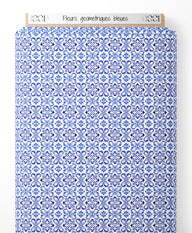 Tissu - Fleurs géométriques bleues