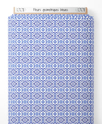 Tissu - Fleurs géométriques bleues