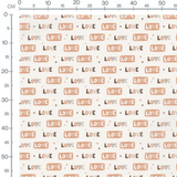 Tissu - Love marron et beige manuscrit