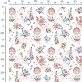 Tissu - Baleines et montgolfières blanches
