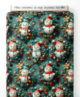 Tissu - bonhommes de neige decorations Noel 3D