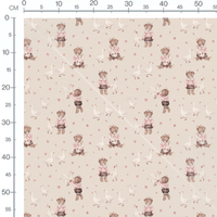 Tissu - Oursons et oies en interaction