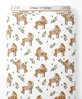 Tissu - Chevaux et feuillages