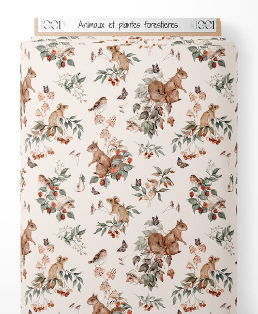 Tissu - Animaux et plantes forestières