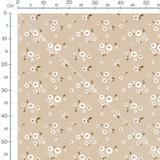 Tissu - Fleurs blanches et centres noirs