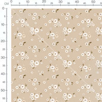 Tissu - Fleurs blanches et centres noirs