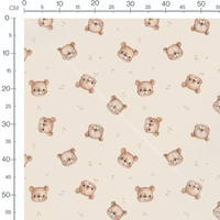 Tissu - Oursons marron clair et points