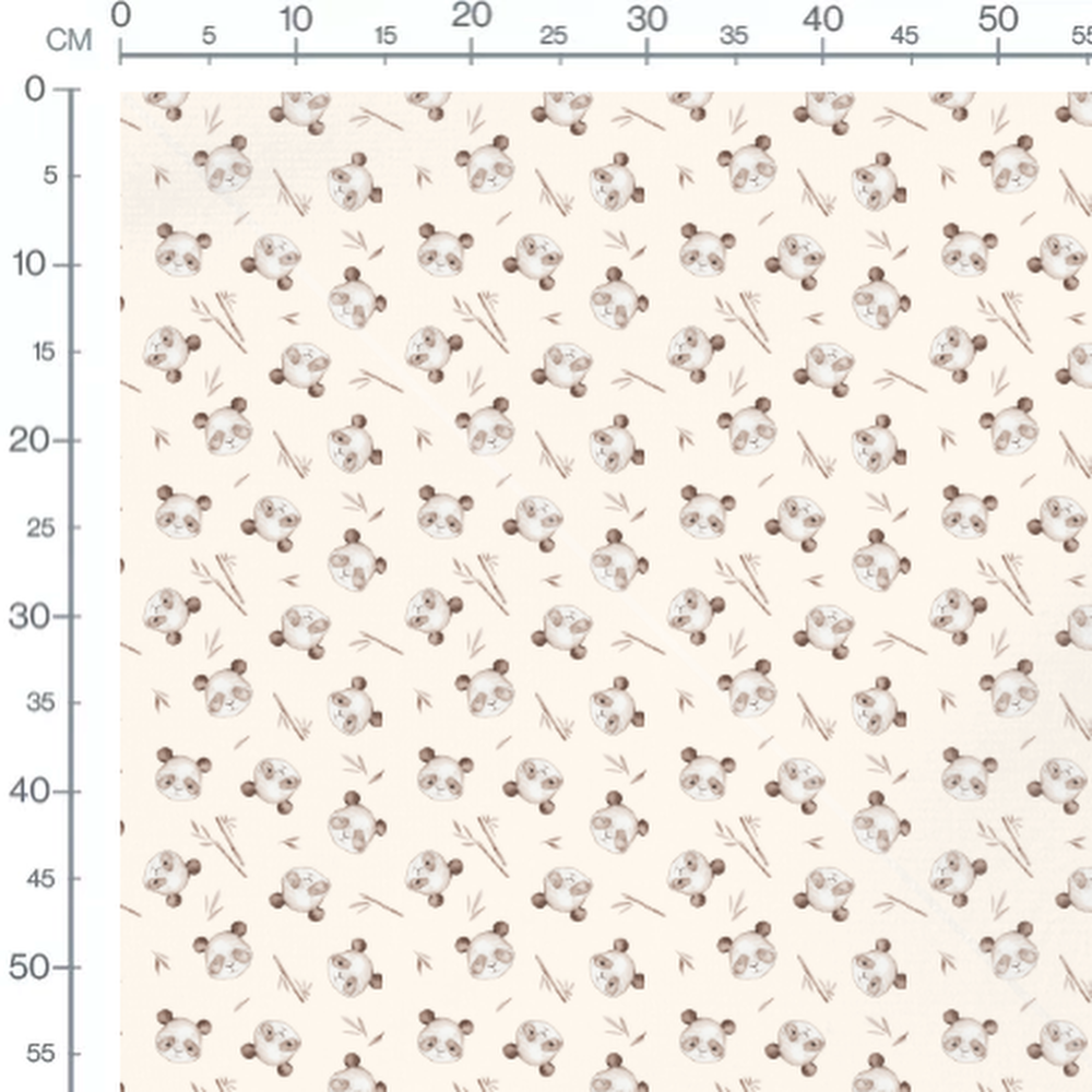 Tissu - Pandas sur fond crème
