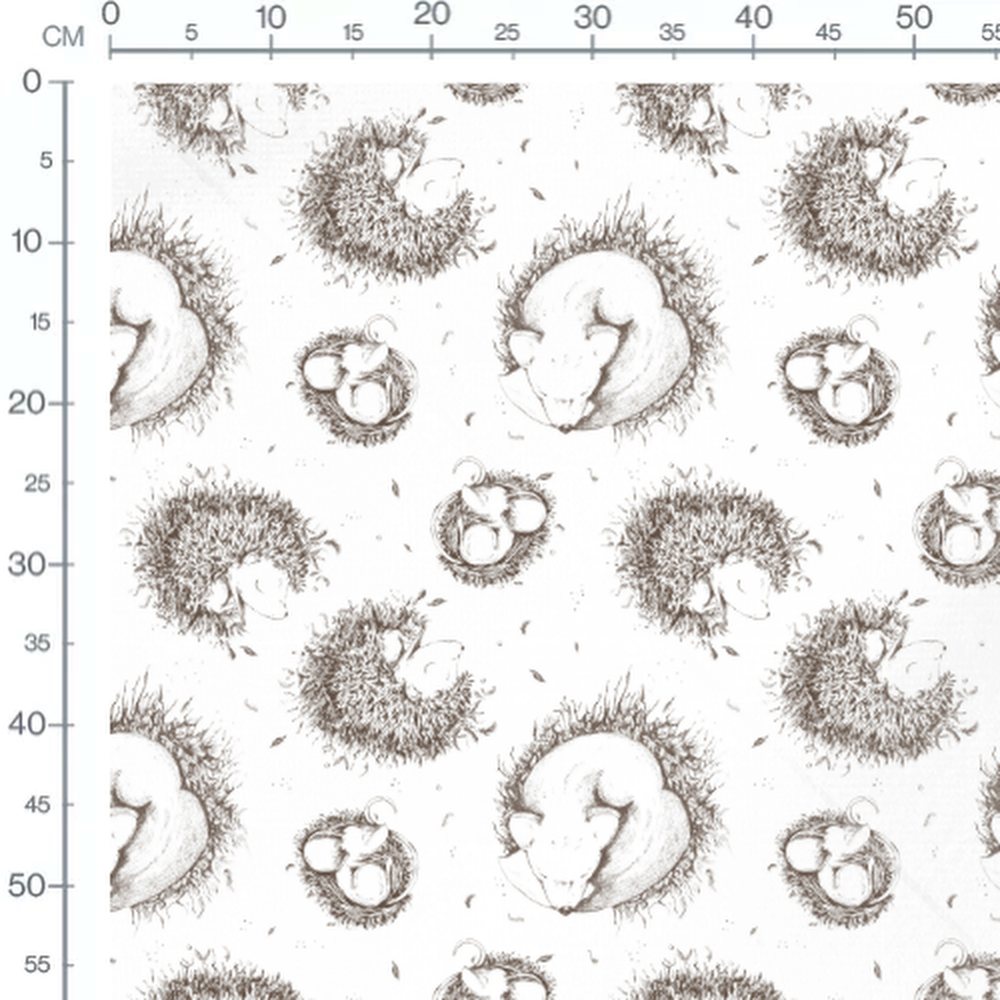 Tissu - Hérissons endormis en noir