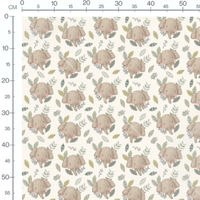 Tissu - Éléphants et feuillages pastel