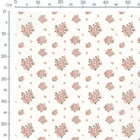 Tissu - Fleurs roses et baies rouges 3 2
