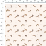 Tissu - Chevaux aquarelle fond beige