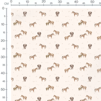 Tissu - Chevaux aquarelle fond beige