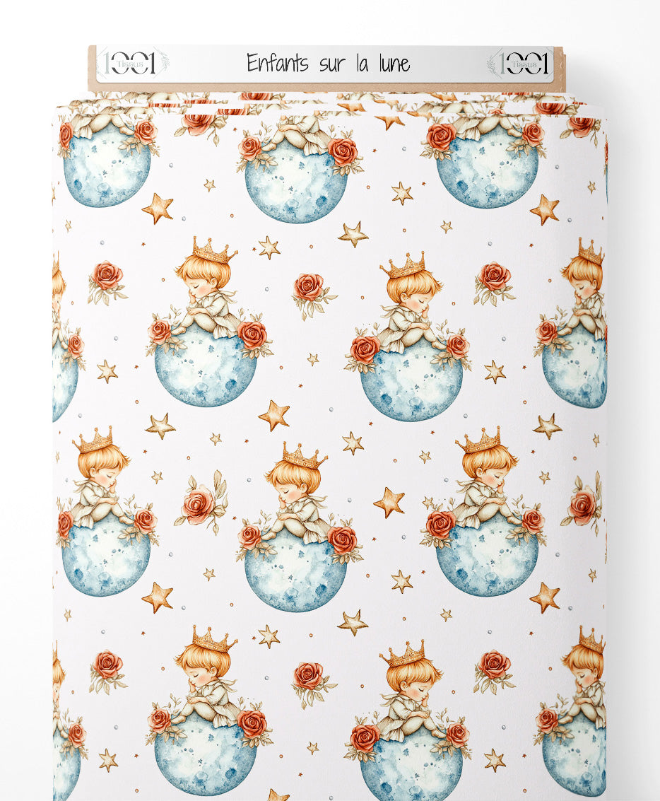 Tissu - Enfants sur la lune
